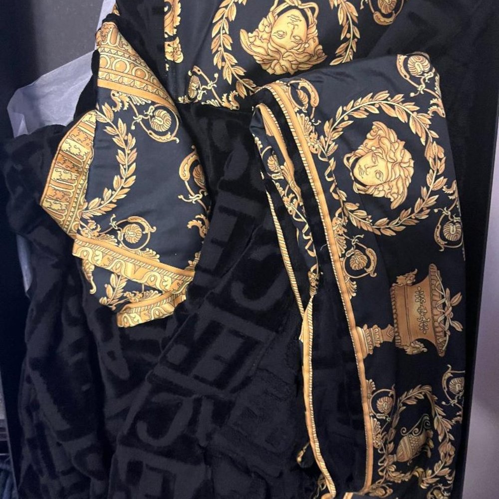 Versace Black and Gold Baroque Medallion Jacket